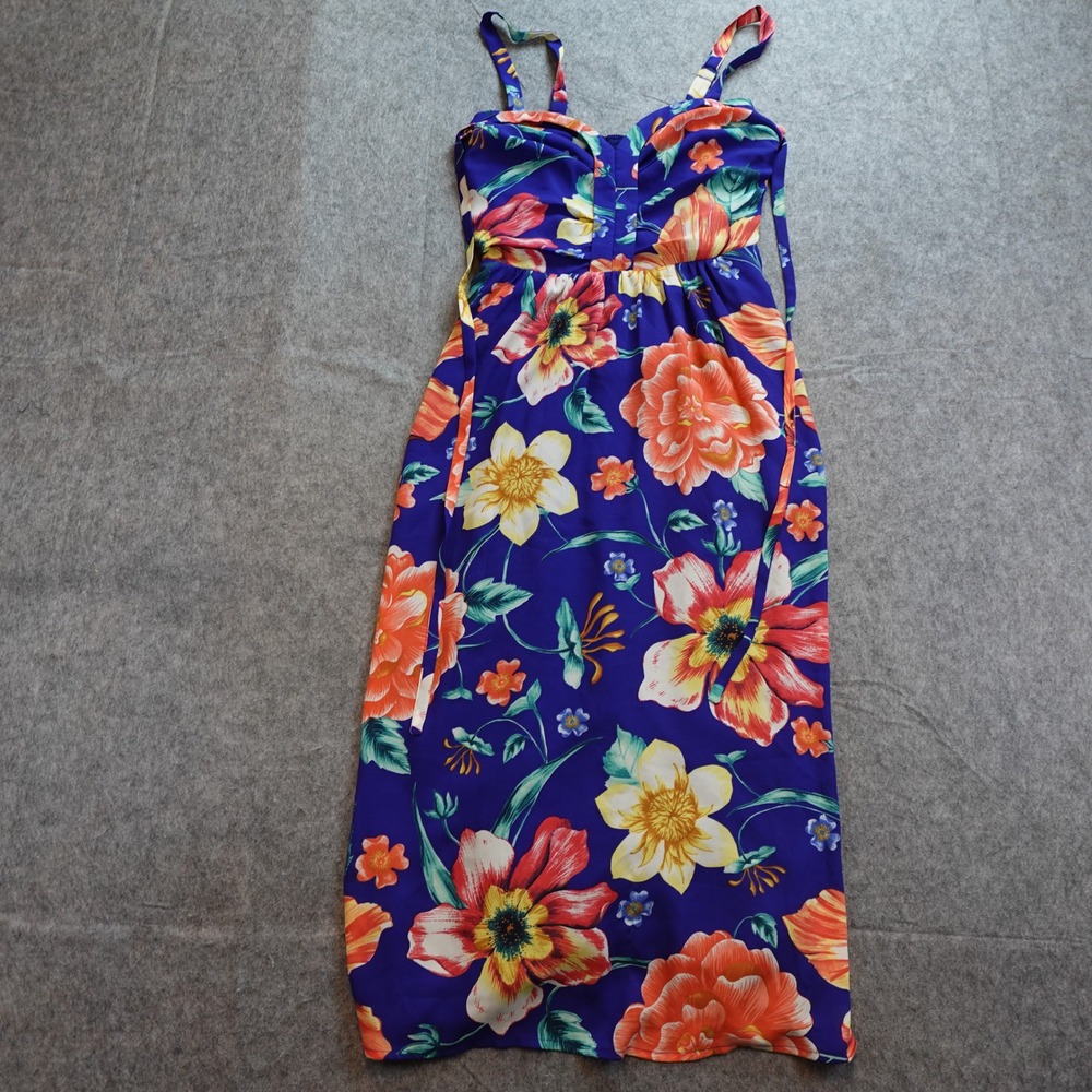 Anthropologie Dress Womens 4 Blue‎ Annona Floral Midi Moulinette Soeurs Bustier